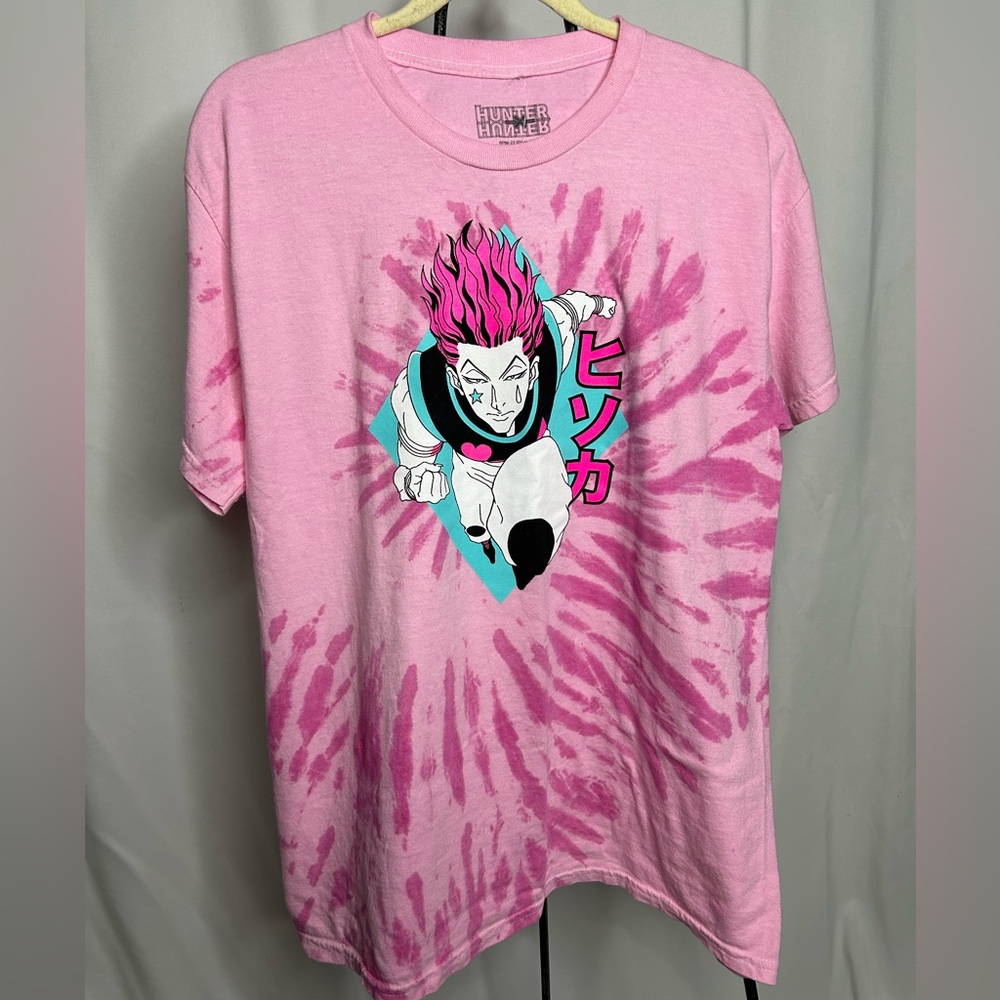 *NWT* Hunter X Hunter Size M Pink Tie Dye Anime Graphic T-Shirt Summer Oversized